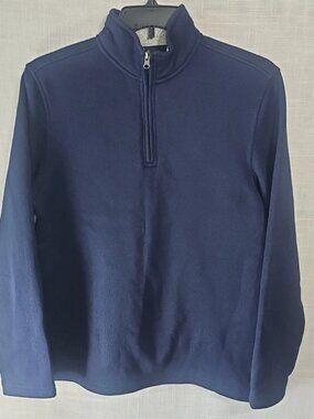 Men's Izod Navy Blue Long Sleeve 1/4 Zip Ribbed Pullover Sweater Peacoat-Medium